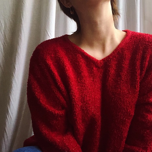 Red Fuzzy Sweater - Picture 2 of 3